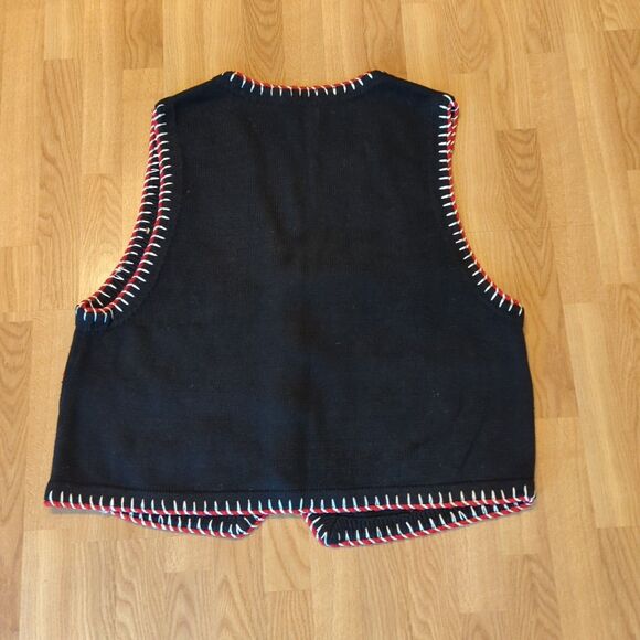Jacque & Koko Christmas Sweater Vest Womens 22/24 Beads Ugly Embroidered - Picture 9 of 9
